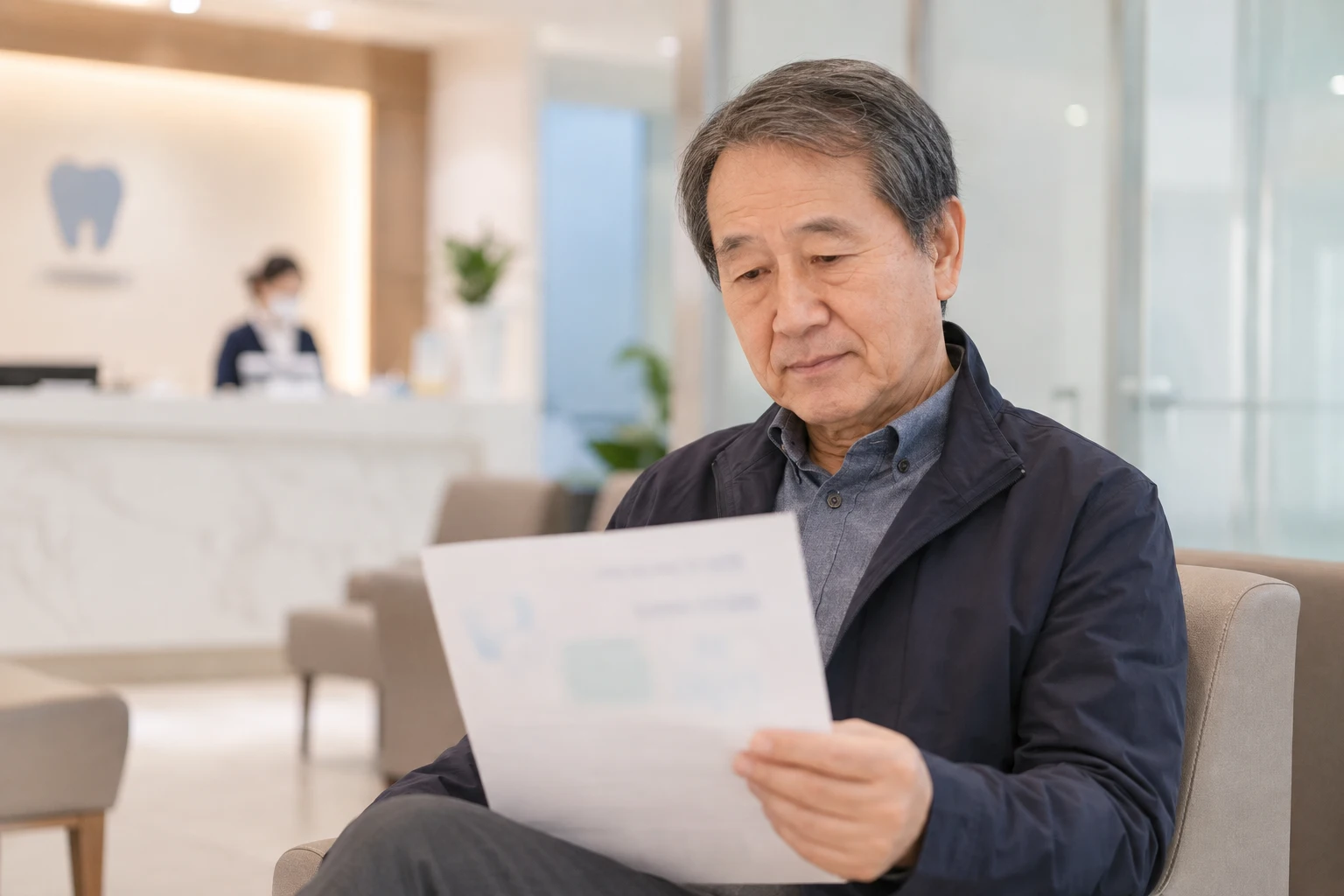 임플란트 종류별 가격 적용 조건을 확인하는 장면